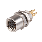 8 Pins, Panel Mount, Pc Pins, Rear Fastened M8 x 0.5, A-Coding, Screw Copper Alloy, IP67, M8 Female Circular Connector Jack