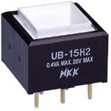 NKK Switches-UB15SKG036B Druckknopfschalter Switch Push Button ON (ON) SPDT Square Button 0.1A 28VAC 28VDC 0.4VA Momentary Thru-Hole PC Pins