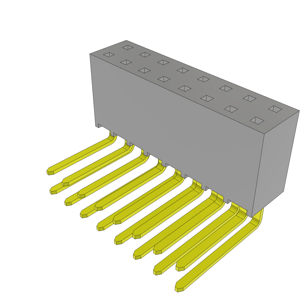 Samtec-SSW-108-03-F-D-RA 连接器插头及 PCB 插座 Conn Socket Strip SKT 16 POS 2.54mm Solder RA Side Entry Thru-Hole Tube
