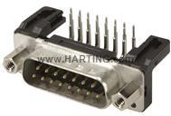 HARTING-09663235802 D-超小型连接器 D-Sub, 15 Poles Straight Male, With Solder Pins And Nuts