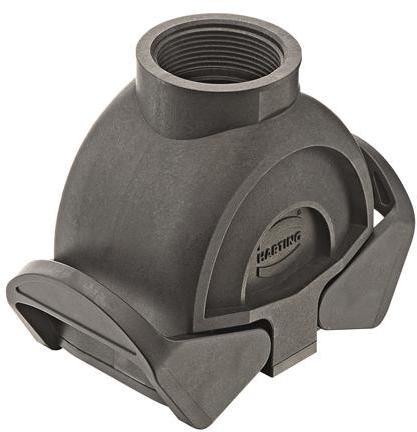 HARTING-19410100722 Adaptadores de manguitos ajustables Hood 180° 10B Shell Size Glass Filled Nylon/Glass Filled Polyamide Double Lock Han-Eco®