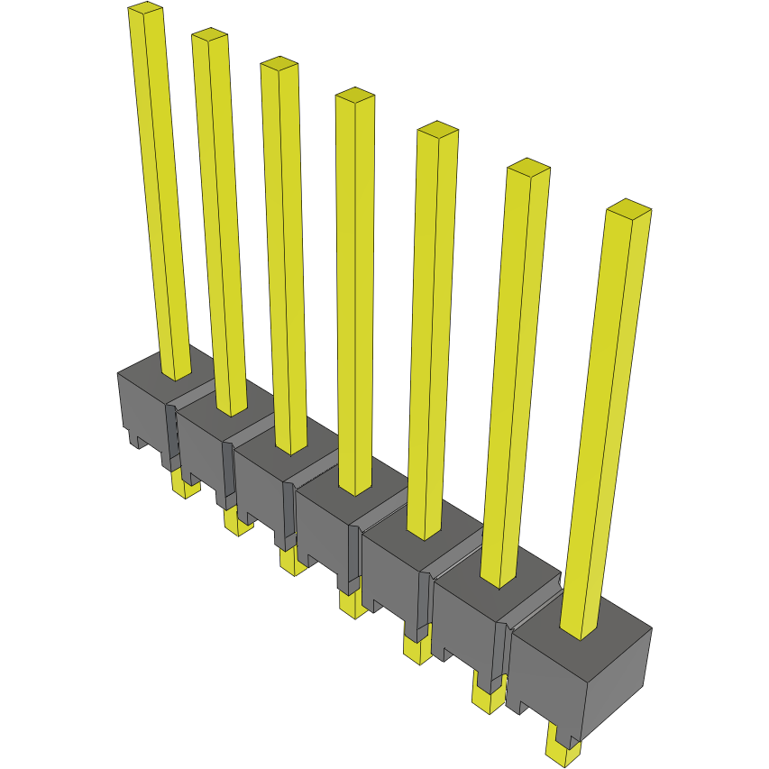 Samtec-MTSW-107-22-L-S-450 Cabezales del conector y receptáculos PCB Conn Unshrouded Header HDR 7 POS 2.54mm Solder ST Top Entry Thru-Hole Bulk