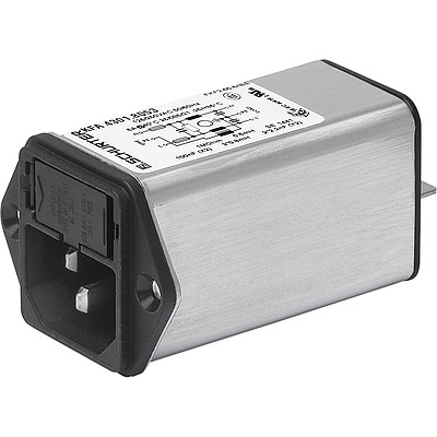 SCHURTER-4301.6001 Moduli di ingresso potenza Power Entry Module Filtered M 3 POS 250VAC 1A Fuse ST 1 Port