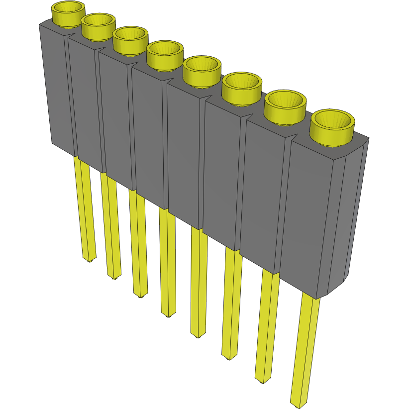Samtec-ESS-108-G-08 Cabezales del conector y receptáculos PCB Conn Socket Strip SKT 8 POS 2.54mm Solder ST Top Entry Thru-Hole Bulk
