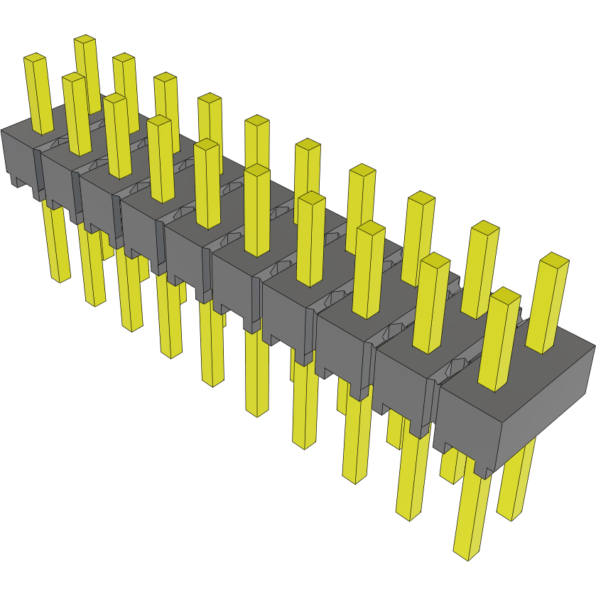Samtec-MTSW-110-07-L-D-130 Embases de raccordement et réceptacles PCB Conn Unshrouded Header HDR 20 POS 2.54mm Solder ST Top Entry Thru-Hole Bulk