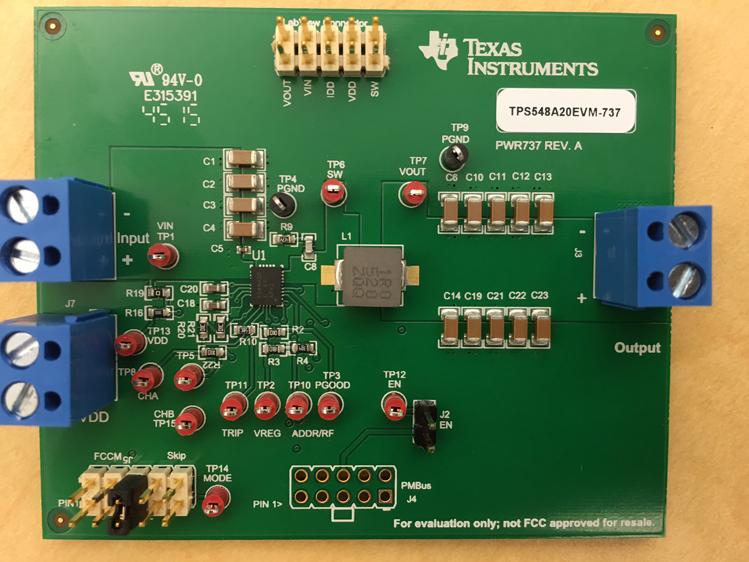Texas Instruments-TPS548A20EVM-737 Power Management Development Boards and Kits TPS548A20 DC to DC Converter and Switching Regulator Chip 1.2V Output Evaluation Board