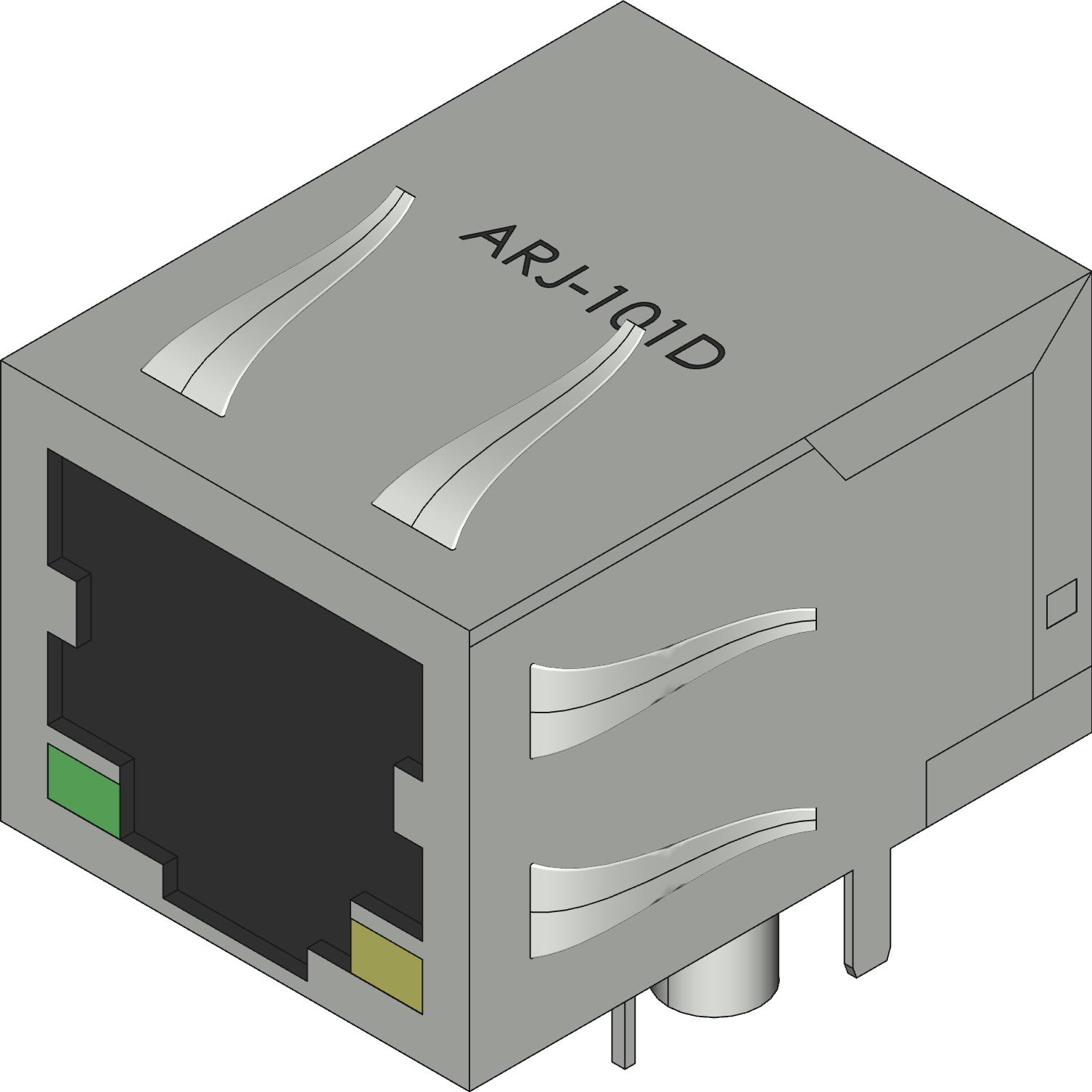 Abracon-ARJ-101D Steckverbinder, Telefon und Telekommunikation Conn RJ-45 RCP 8 POS 1.27mm Solder RA Thru-Hole 12 Terminal 1 Port Tray