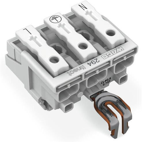 WAGO-294-8213 电源连接器 Conn Power 3Power/1Ground POS Spring Clamp ST Cable Mount 1 Port Bag