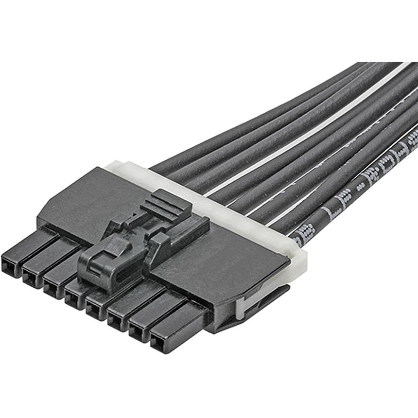 Molex-1451300801 Cable Assembly AC Power Cable Assembly AC Power 0.15m Nano-Fit to Nano-Fit 8 to 8 POS F-F Crimp-Crimp 20AWG