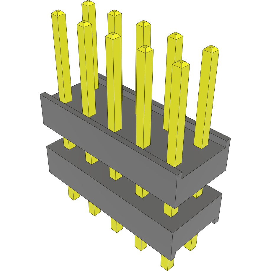 Samtec-DW-05-15-G-D-280 Connector Headers and PCB Receptacles Conn Board Stacker HDR 10 POS 2.54mm Solder ST Top Entry Thru-Hole Bulk