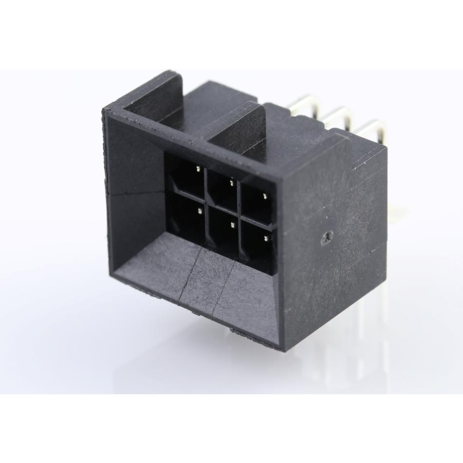 Molex-44428-0602 Cabezales del conector y receptáculos PCB Conn Wire to Board HDR 6 POS 3mm Solder RA Side Entry Thru-Hole Micro-Fit BMI Tray