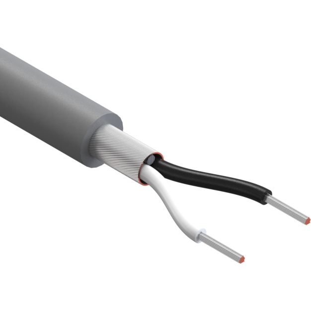 Tensility International-30-00655 Kabel, Mehrleiter Wire, 2C TS, 28 AWG, 150V, 70C, 2.6 mm, spiral shield, TPU, gray