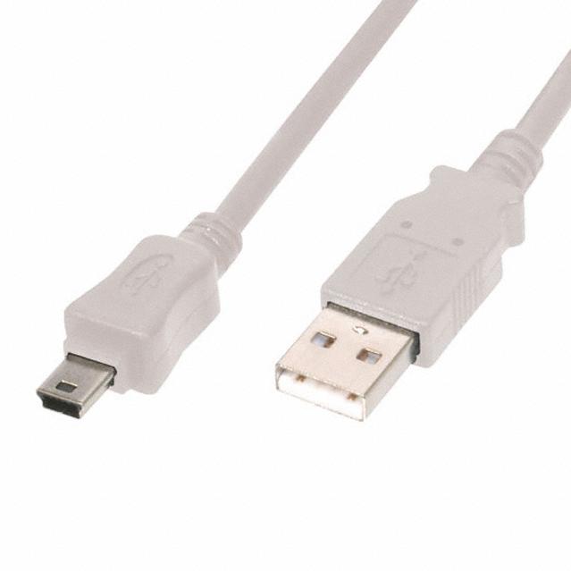 CnC Tech, LLC-102-1031-GR-00500 Cable Assembly USB Cable Assembly USB 5m Mini USB Type B to USB Type A 5 to 4 POS M-M 28AWG