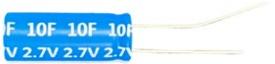 Abracon-ADCR-E02R7SA105MB Capacitor eléctrico de doble capa - Supercapacitores Cap Supercap 1F 2.7V 20% ( 6.3 X 12.5mm ) Radial Aluminum Cylindrical Can 2.5mm 16uA 0.24 Ohm 70°C