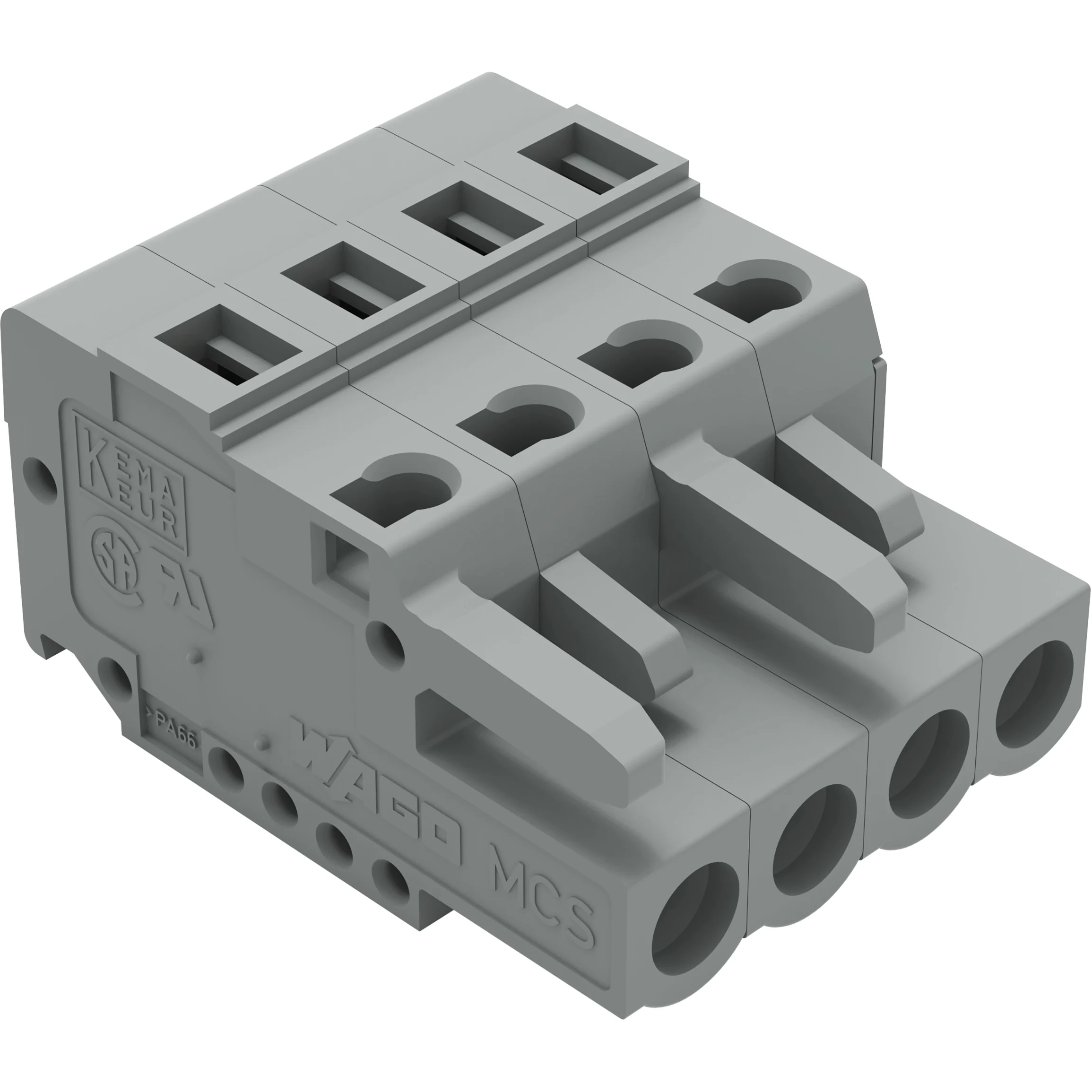 WAGO-231-104/102-000 连接器接线板 Conn Terminal Block F 4 POS 5mm Spring Clamp RA Cable Mount 15A Box
