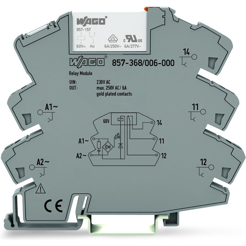 WAGO-857-368/006-000 继电器其他 Electromechanical Relay 230VAC 6A SPDT(6x81x94)mm Socket Miniature Switching Relay