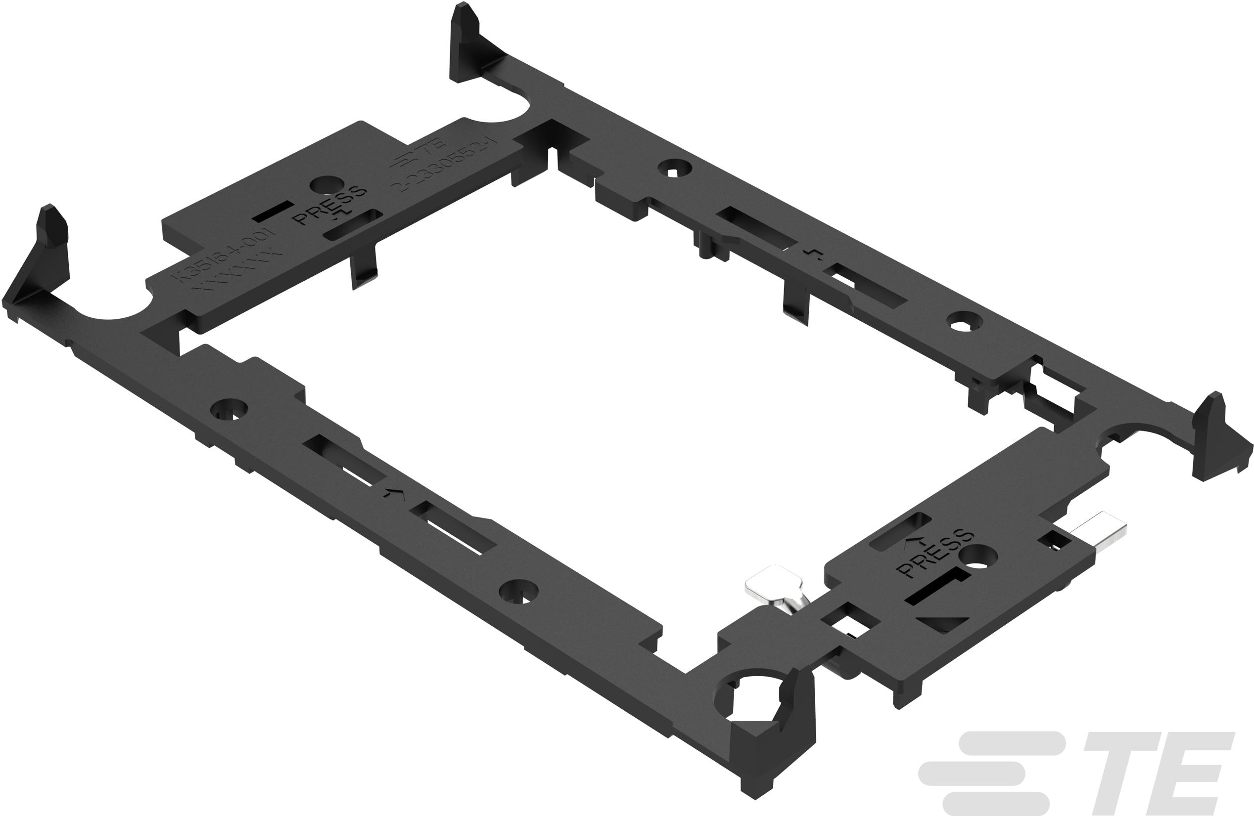 TE Connectivity-2-2330552-1 Accessoires de raccordement Connector Accessories Carrier Straight Acrylonitrile Butadiene Styrene/Polycarbonate Black Box/Tray