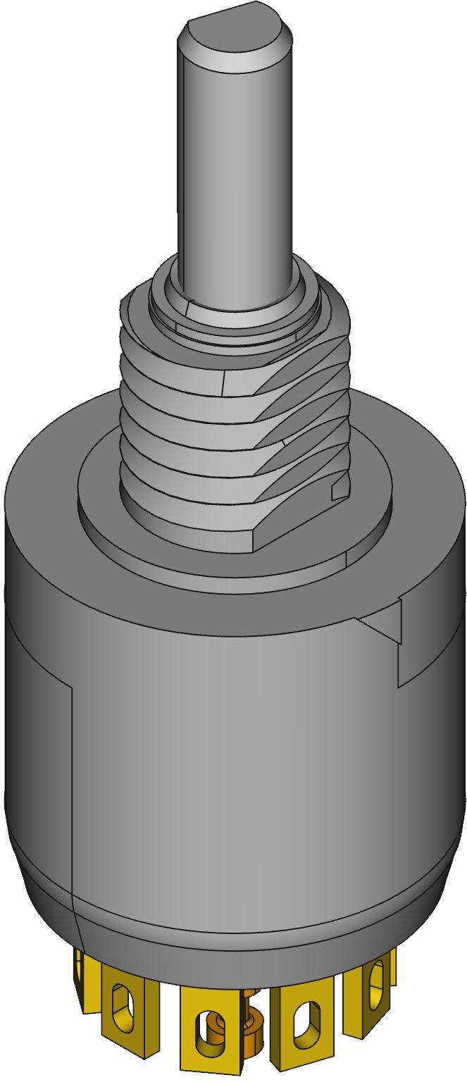 Grayhill-50KMT36-01-2-05N Switch Rotary Switch Rotary DP5T 5 Flatted Shaft Solder Lug 0.2A 220VAC 28VDC