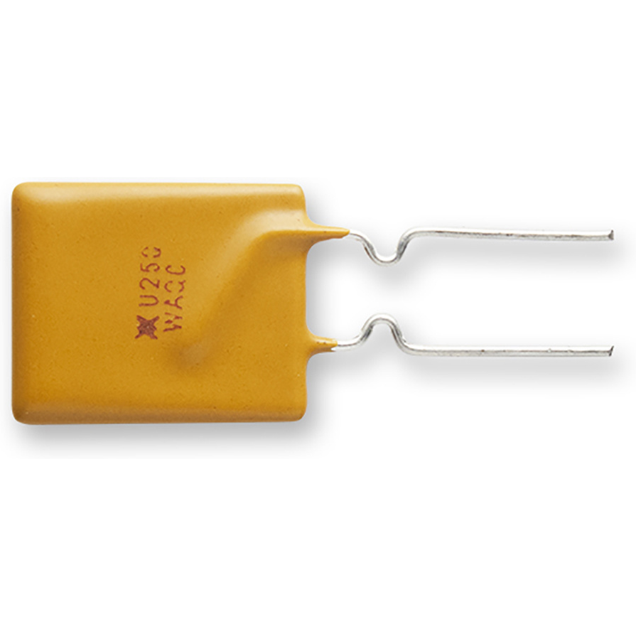 Littelfuse-RUEF250-AP PTC, rückstellbare Sicherung PTC Resettable Fuse 2.5A(hold) 5A(trip) 30V 100A 1.2W 10.3s 0.02Ohm Radial 11.4 X 3 X 18.3mm Ammo