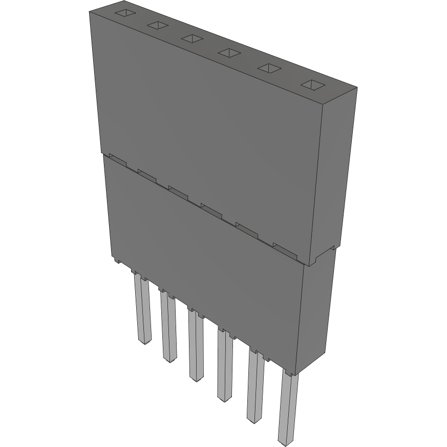 Samtec-ESQ-106-34-T-S 连接器插头及 PCB 插座 Conn Elevated Socket SKT 6 POS 2.54mm Solder ST Top Entry Thru-Hole Tube