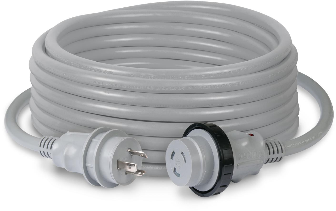 Marinco-199119G Cable Assembly AC Power 50 Inch 30A 125V Cordset, Gray
