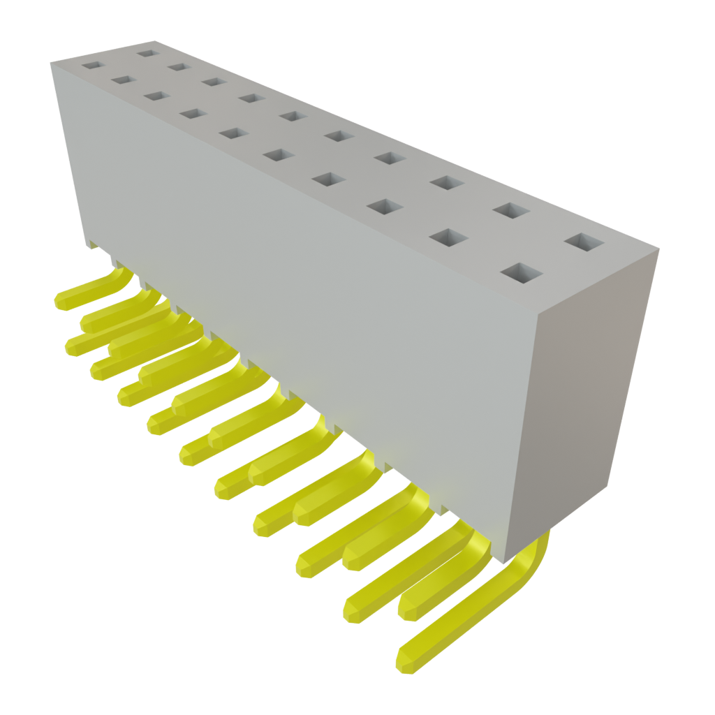 Samtec-SSQ-110-22-F-D-RA Cabezales del conector y receptáculos PCB Conn Socket Strip SKT 20 POS 2.54mm Solder RA Side Entry Thru-Hole Bulk