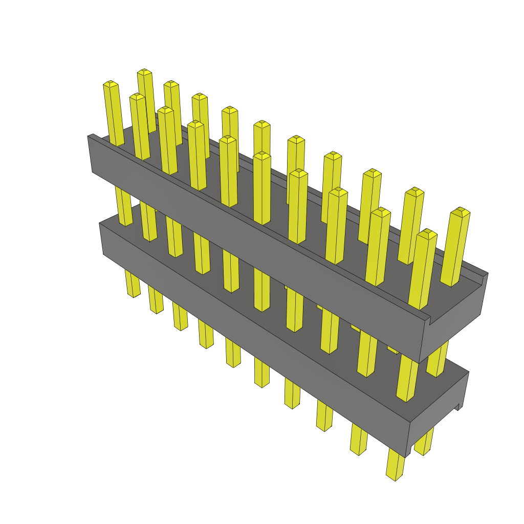 Samtec-ZW-10-15-T-D-350-140 连接器插头及 PCB 插座 Conn Board Stacker HDR 20 POS 2.54mm Solder ST Top Entry Thru-Hole Bulk