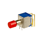 Switch Push Button ON (ON) SPDT Round Plunger 0.1A 28VAC 28VDC 0.4VA Momentary Thru-Hole PC Pins