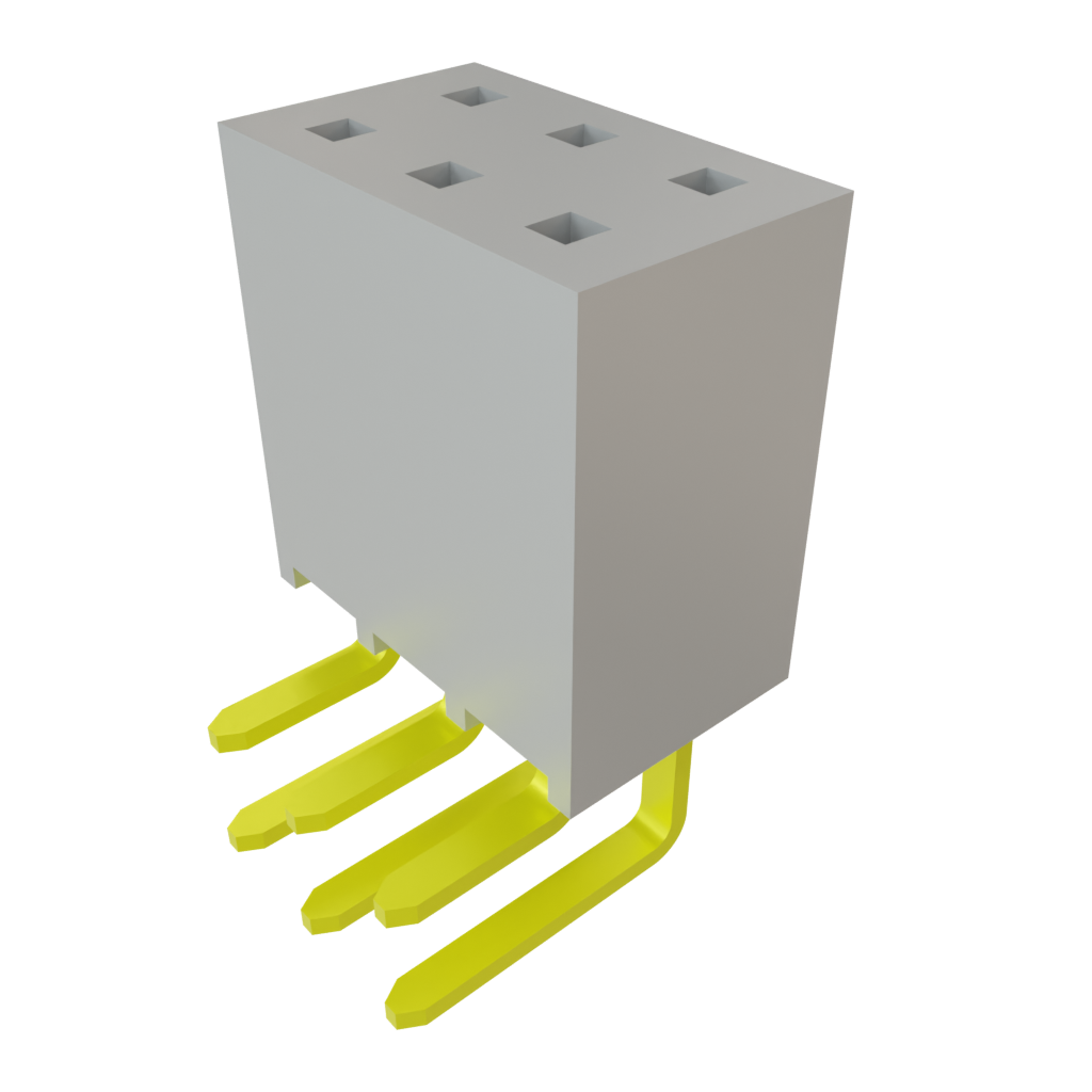 Samtec-SSW-103-02-S-D-RA Connector Headers and PCB Receptacles Conn Socket Strip SKT 6 POS 2.54mm Solder RA Side Entry Thru-Hole Layer