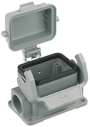 HARTING-19300162296 抽缩起动适配器 Surface Mount Housing 90° 16B Shell Size Powder Die Cast Aluminum Single Lock Han®