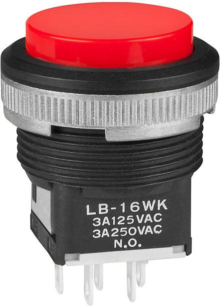 NKK Switches-LB16WKW01-CJ Druckknopfschalter Switch Push Button ON ON SPDT Round Button 3A 250VAC Alternate Panel Mount Quick Connect/Solder Lug