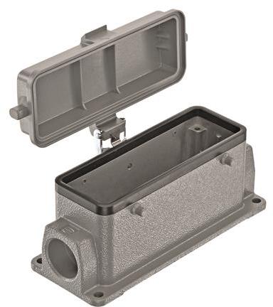 HARTING-19300241226 Schrumpfbalgenadapter Surface Mount Housing 90° 24B Shell Size Powder Die Cast Aluminum Double Lock Han®