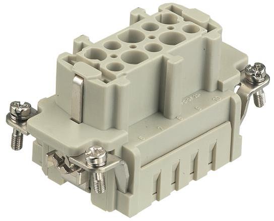 HARTING-09365102702 Connettore rettangolare Conn Rectangular SKT 10Signal/1Ground POS Crimp ST Panel Mount