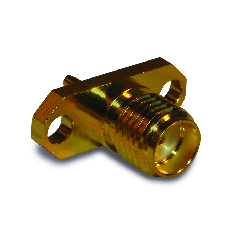 Amphenol RF-132143 Connector RF Conn SMA 0Hz to 12.4GHz 50Ohm Solder Cup ST Flange Mount RCP Gold