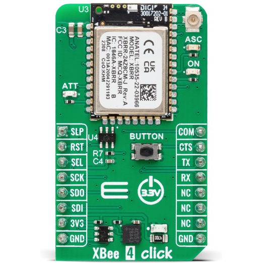 MikroElektronika-MIKROE-6491 Kit e schede di sviluppo RF/Wireless XBRR-24Z8 802.15.4 LR-WPAN Click Board