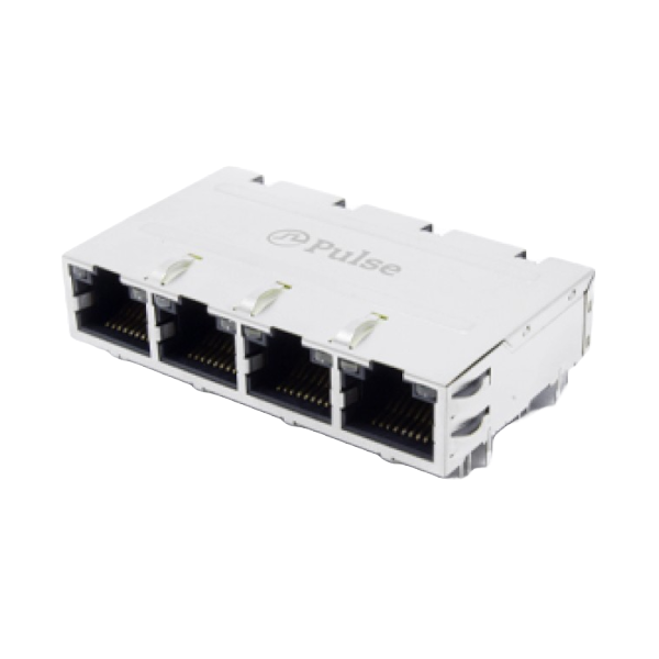 Pulse Electronics-J1N-0008NL Connector Telephone and Telecom Conn RJ-45 F 32 POS Solder RA Thru-Hole 56 Terminal 4 Port