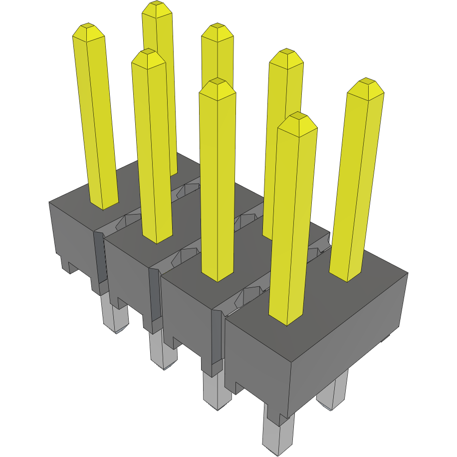 Samtec-HTSW-104-23-L-D 连接器插头及 PCB 插座 Conn Unshrouded Header HDR 8 POS 2.54mm Solder ST Top Entry Thru-Hole Bulk