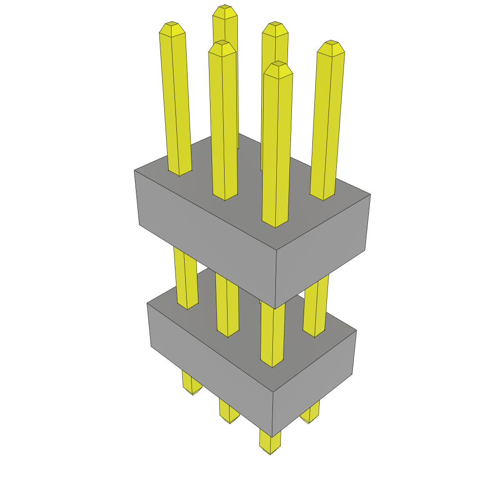 Samtec-TW-03-04-G-D-285-118 连接器插头及 PCB 插座 Conn Board Stacker HDR 6 POS 2mm Solder ST Top Entry Thru-Hole Bulk