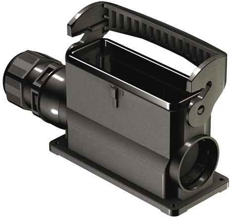 HARTING-19431240251 Schrumpfbalgenadapter Surface Mount Housing 90° 24/B Shell Size Glass Fibre Reinforced Polyamide Self Lock