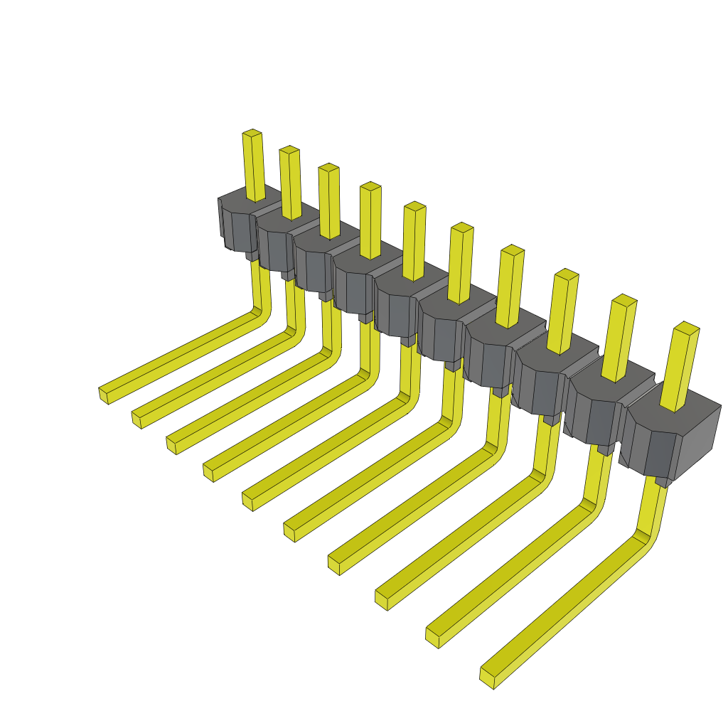 Samtec-MTSW-110-09-G-S-130-RE Connector Headers and PCB Receptacles Conn Unshrouded Header HDR 10 POS 2.54mm Solder RA Side Entry Thru-Hole Bulk