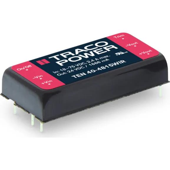 TRACO Electronic AG-TEN 40-4823WIR 直流-直流转换器和开关式调节器模块 Module DC-DC 48VIN 2-OUT -15V/15V 1.333A/1.333A 40W 6-Pin DIP Module