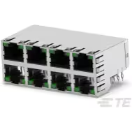 TE Connectivity-6368062-2 电话及电信连接器 Conn RJ-45 F 64 POS 1.02mm Press Fit RA Thru-Hole 96 Terminal 8 Port Cat 5 Tray