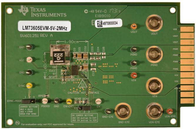 Texas Instruments-LM73605EVM-5V-2MHZ Kit e schede di sviluppo gestione della potenza LM73605 DC to DC Converter and Switching Regulator Chip 5V Output Evaluation Board