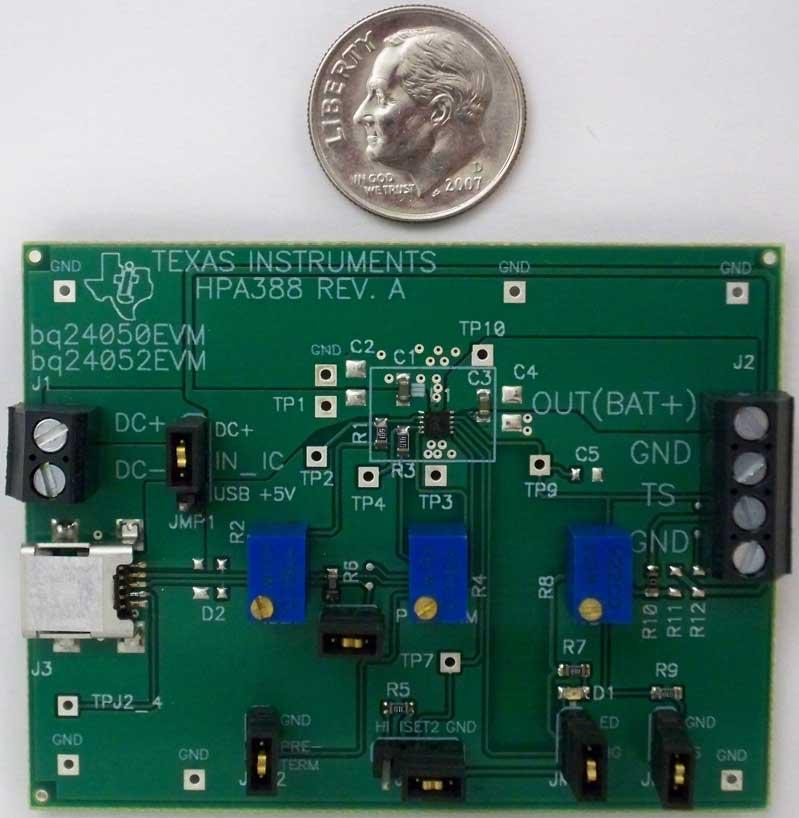 Texas Instruments-BQ24052EVM Energiemanagement, Entwicklungsplatinen und -kits BQ24052 Battery Management Evaluation Board