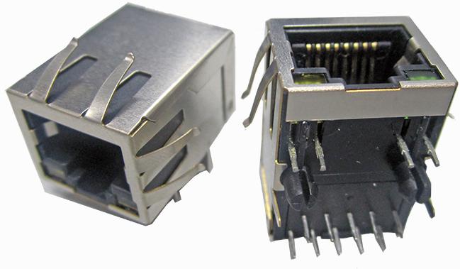 Abracon-ARJ-205A 电话及电信连接器 Conn RJ-45 RCP 8 POS 1.27mm Solder RA Thru-Hole 14 Terminal 1 Port Bulk