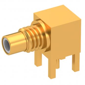 Radiall-1010-1511-000 RF-Steckverbinder Conn SMC 0Hz to 10GHz 50Ohm Solder RA Thru-Hole RCP Gold