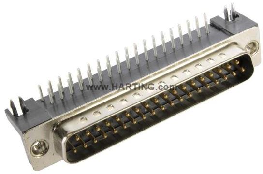 HARTING-09684635812 D-超小型连接器 Conn D-Sub M 37 POS 1.38mm Solder RA Thru-Hole 37 Terminal 1 Port Box