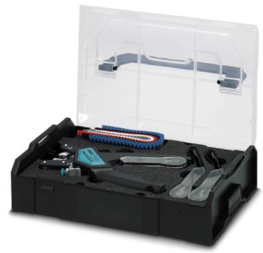 PHOENIX CONTACT-1200102 null Tool for processing ferrules according to DIN 46228-4, 0.5 mm2 to 2.5 mm2, cutting,stripping, twisting, and crimping unit, with three magazines including a strip each of ferrules from 0.5 mm2 to2.5 mm2