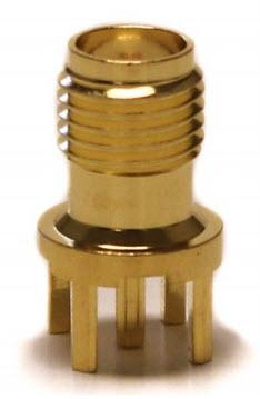 Mueller Electric-BU-1420701201 Connettore RF Conn SMA 0Hz to 18GHz 50Ohm Solder ST Thru-Hole RCP Gold