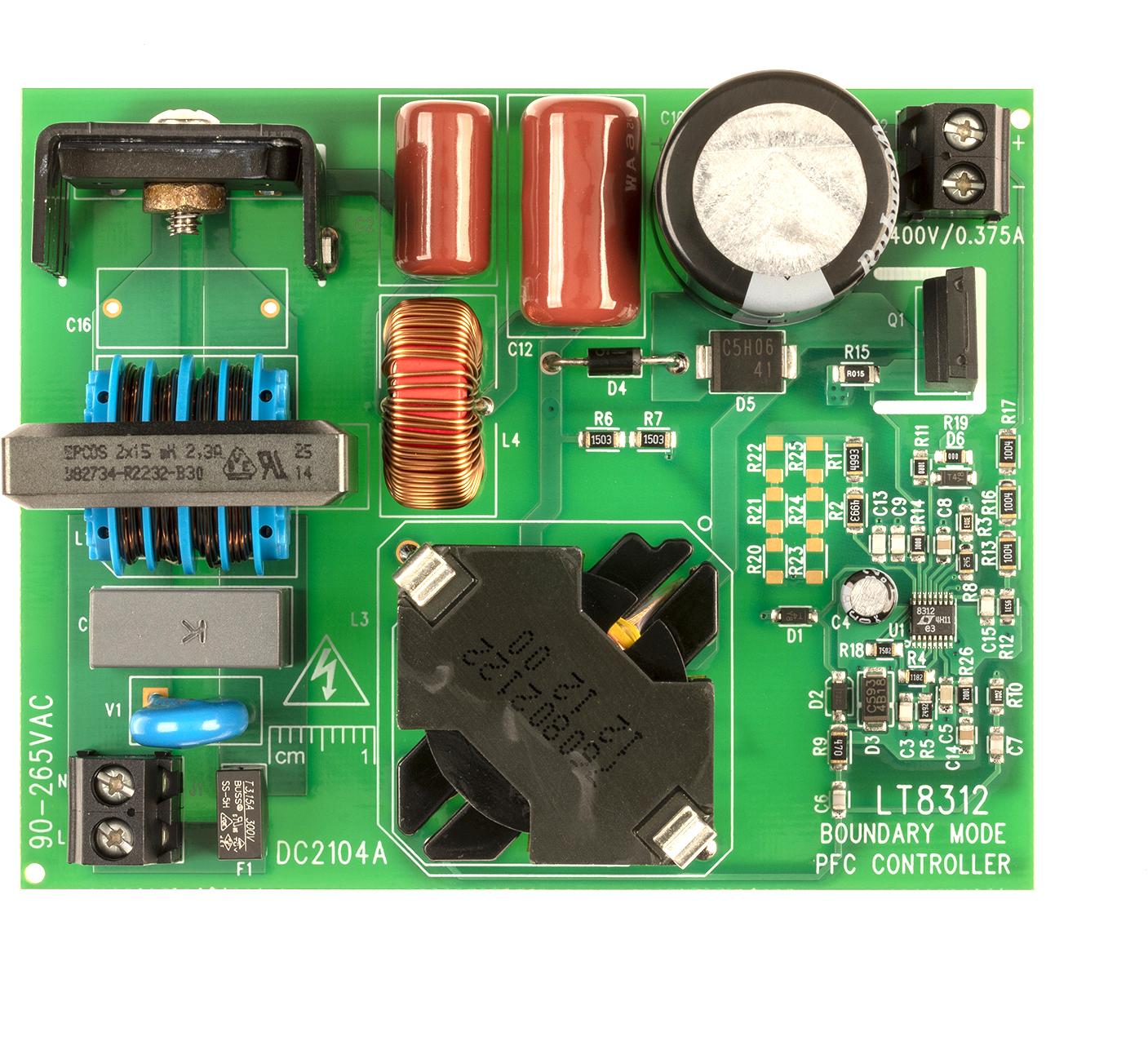 Analog Devices-DC2104A Energiemanagement, Entwicklungsplatinen und -kits LT8312EMS Demo Board, Boost Controller with PFC, 90VAC ≤ VIN ≤ 265VAC; VOUT = 400Vdc @ 0.375A